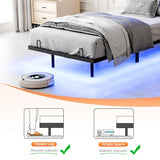 VINGLI Twin Floating Bed Frame with Upholstered Headboard,Charging Station/LED Lights, Modern Platform Bed,Heavy Duty Metal Bed Frame,Adjustable Headboard, No Box Spring Needed, Easy Assembly,Grey VINGLI
