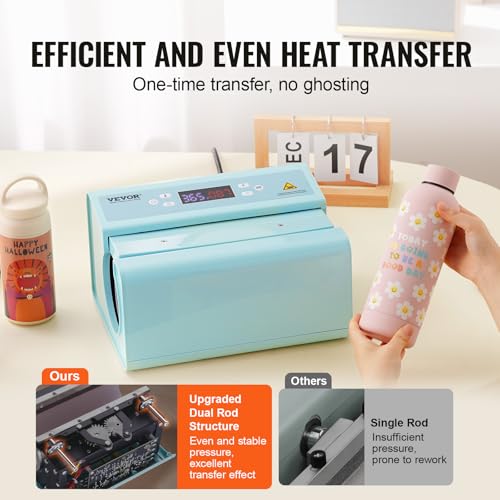 VEVOR Auto Tumbler Heat Press Machine, Automatic Rotation Full Print Mug Heat Press with Temp and Time Setting, Even Heating for 11-30oz Sublimation Tumblers, Mug, Cups (Light Blue) VEVOR