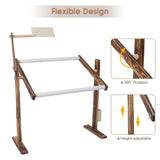 Adjustable Cross Stitch Frame Stand,Wooden Frame for Sewing Embroidery Cross Stitch with Scroll,Desktop Embroidery Stand Side Pocket for Gadget Pine Material HURRISE