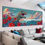 VAIIEYO 5D DIY Large Diamond Art Kits for Adults Dinosaur, Diamond Art Animal, Large Diamond Painting Kits Full Drill Round Rhinestone Craft Canvas for Home Wall Decor Gift 12x31 inch VAIIEYO