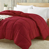 Homelike Moment Twin Comforter Duvet Insert - Red Down Alternative Bed Comforter Twin Size, Lightweight Bedding Comforters Quilted All Season All Season Solid Red Homelike Moment