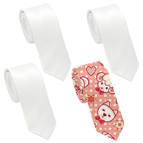 ZUYYON 4 Pcs Sublimation Blank Ties for Men Satin Tie Polyester Neckties Heat Transfer Blank Necktie DIY Decorative Costume Men's Pure Color Neckwear Tie for Wedding Party ZUYYON