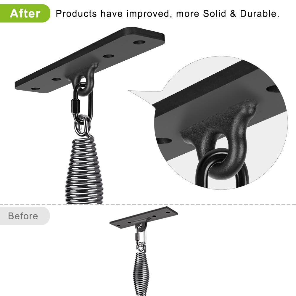 Dolibest Heavy Bag Hanger, Wall Ceiling Mount Hook for Punching Bags, Body Weight Strength Training Systems, Wood Beam Holder with Spring and 2 Carabiners, 4Wood Screws for Wooden Sets Dolibest