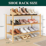 Smiry Bamboo Shoe Rack 3-Tier, Stackable Wooden Shoe Organizer for Entryway & Closet, Free Standing Wood Shoe Storage Shelf for Front Door & Small Spaces, Natural Smiry