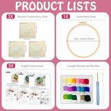 JOZYSH Green Plants of Various Shapes Punch Needle Kits for Beginner, DIY Punch Needle Kit Adults Beginner Include 3 Pre-Printed Fabrics, Embroidery Hoop, Threads, Craft Gifts and Decorations