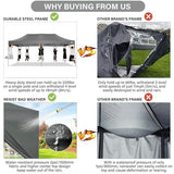 COBIZI 10x20 Pop up Canopy Tent 10x20 Canopy with 6 Sidewalls Waterproof Heavy Duty Commercial Tent for Parties Outdoor Garden Gazebo, Carry Bag with Wheel(10x20ft, Gray) COBIZI