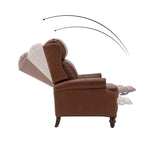 HULALA HOME Genuine Leather Recliner Chair, Traditional Manual Pushback Comfy Seating for Living Room, Thick Cushion & Solid Wood Legs, Wingback Recliner with Nailhead Trim, Brown HULALA HOME