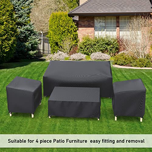 STARTWO Outdoor Furniture Cover Waterproof, Patio Furniture Covers 4 Piece Set, Heavy Duty 500D Patio Furniture Set Cover for Chairs, Couch, Table Coffee, Black STARTWO