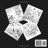 Adult Coloring Book for Women - Delicate Arrangement of Birds and Flowers: Relaxing Journey to Calm Your Mind and Unleash Creativity - Enjoy 30 Beautiful Birds and Flowers Majosta