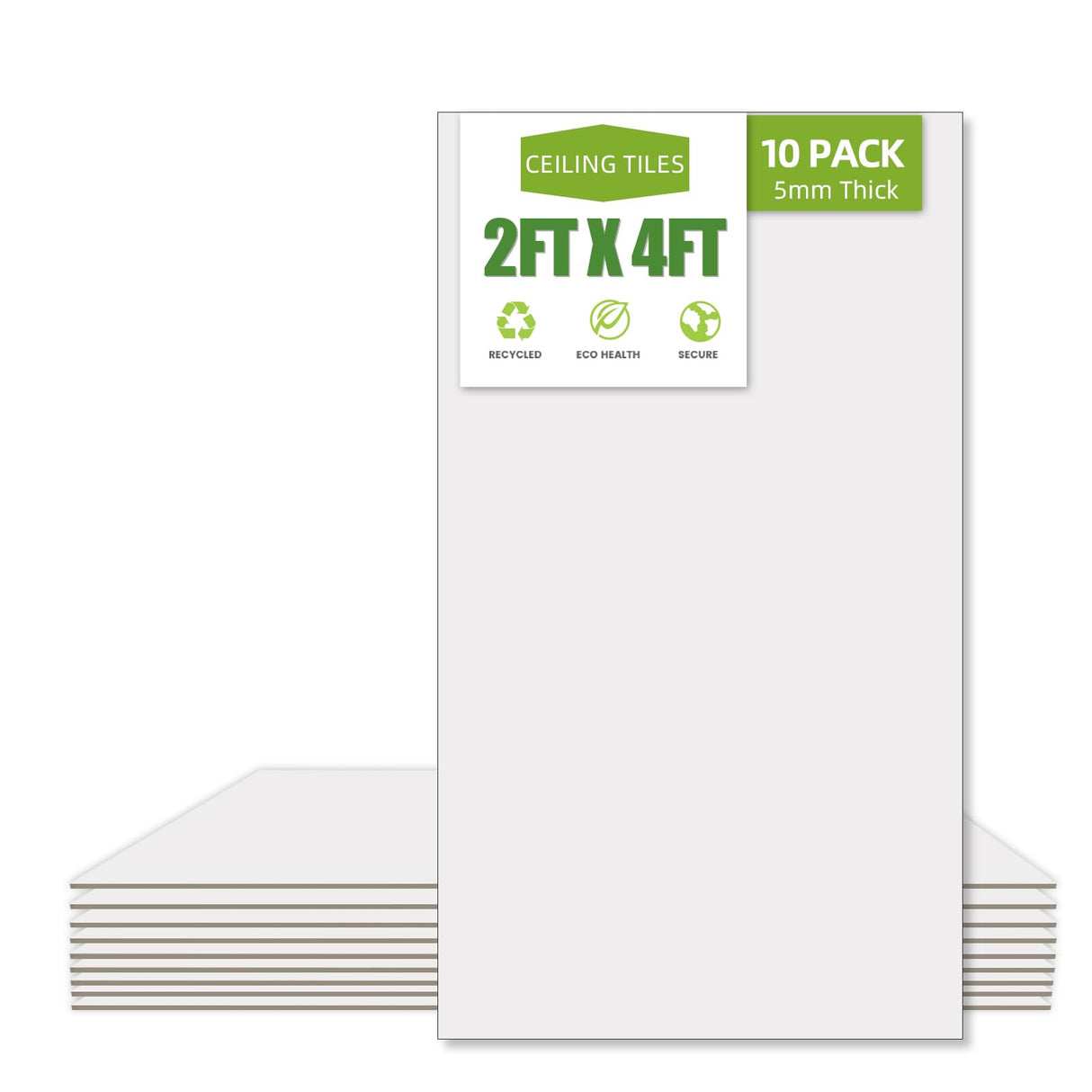 Noooza 2ft x 4ft Drop Ceiling Tiles，Smooth White PVC Ceiling Panel 24 x 48in. Waterproof, Washable and Fire-Rated - Reusable - High-Grade PVC to Prevent Breakage-Package of 10 Tiles Noooza