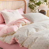 CCoutueChen 100% Cotton Duvet Cover Queen Pink Bow Bedding Set for Girls Kids Cute Bowknot Duvet Cover Set, Soft Comfy 3 Pieces, 2 Pillowcases, Zipper Closure CCoutueChen