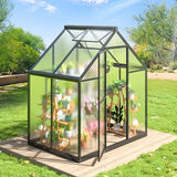 Polar Aurora 4x6 FT Greenhouse, Quick Aluminum Assembly Structure Polycarbonate Greenhouse, Walk-in Greenhouses for Outdoors with Ventilated Windows, Green houses for Outside Backyard Garden Polar Aurora