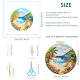 Zhenqing 4 Landscape Scenes Embroidery Kit for Beginners, 4-Pack Circular Designs with 20cm Hoop, Pre-Printed 29x29cm Cotton Fabric & Threads for Home Decor (JC0038)