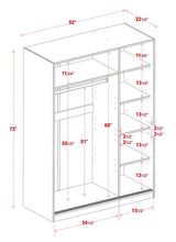 Palace Imports 100% Solid Wood White Wardrobe Closet System w/ 3 Sliding Mirrored Doors, 5 Shelves Included, 52" w x 72" h x 22.5" d, Renewable Eco-Friendly Wood, Made in Brazil Palace Imports