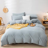 mixinni Blue Gingham Comforter Set King, Plaid Comforter Set 3 Pieces 1 Blue Grid Comfoter with 2 Pillow Cases for All Seasons, Soft Fluffy Modern Grid Pattern Printed Bedding-King Size mixinni