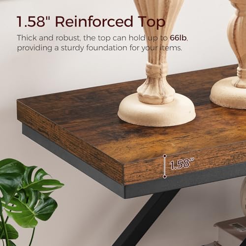 MAHANCRIS Entryway Table, Industrial Console Sofa Table with Storage, Narrow Accent Table for Living Room, Entry, Hallway, Entrance, Foyer, Rustic Brown CTHR28001 MAHANCRIS