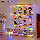 NONEMEY Clear Acrylic Display Case Stand with Wood Base 2 Tier、3 Tier、12/24 Compartments Storage Box Wall Mount Showcase Dustproof Organizer Box for NONEMEY