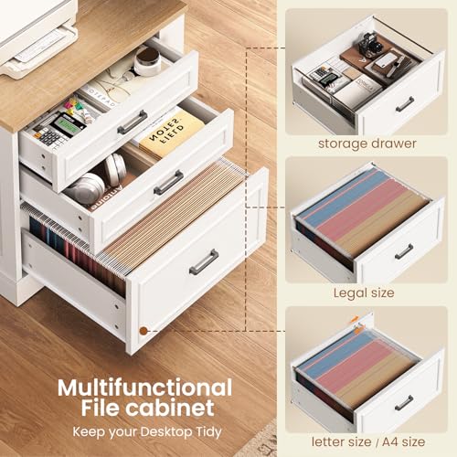 SEDETA Farmhouse L Shaped Electric Standing Desk, 70.9" x 39.4" Height Adjustable Office Executive Desk with 3 Drawers, Standing Computer Desks with Power Outlet for Home Office, Oak SEDETA