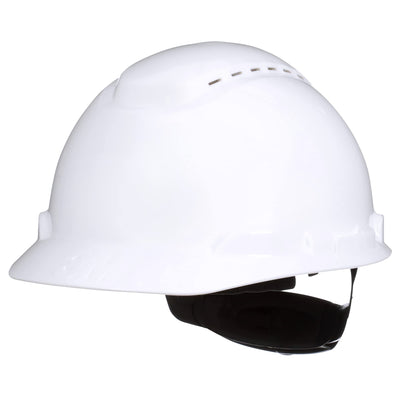 SecureFit 3M Hard Hat SecureFit H-701SFV-UV, White, Vented Cap Style Safety Helmet with Uvicator Sensor, 4-Point Pressure Diffusion Ratchet Suspension, ANSI Z87.1