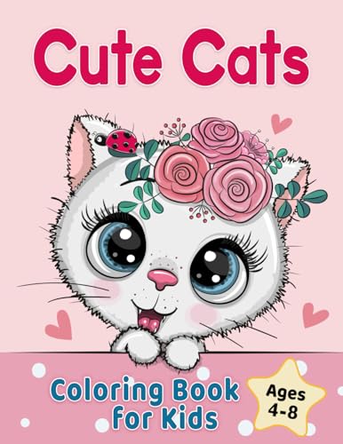 Cute Cats Coloring Book for Kids Ages 4-8: Adorable Cartoon Cats, Kittens & Caticorns (Coloring Books for Kids) WoodArtSupply