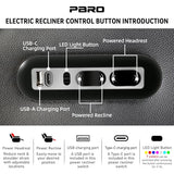 PBRO Home Theater Seating Top Grain Leather, Zero Gravity Recliner Chair Movie Theater Chairs Electric Sofa with Power Reclining USB Charge Ambient Lighting Black Single Seats for Living Room