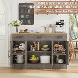 Shintenchi Buffet Cabinet with Storage,53.4" Large Kitchen Storage Cabinet with 3 Drawers and 4 Doors,Wood Farmhouse Buffet Sideboard with Adjustable Shelf for Kitchen Living Room, Gray Shintenchi