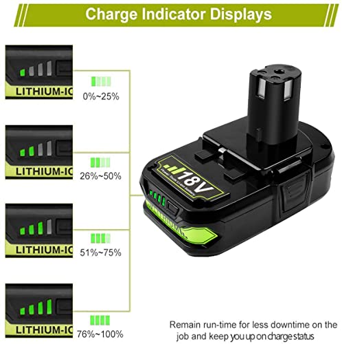 Upgraded 3800mAh 2Packs P107 Battery Compatible with Ryobi 18V Battery ONE+ P102 P103 P105 P107 P108 P109 Cordless for one Plus Tool System - WoodArtSupply