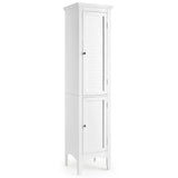 Giantex Bathroom Tall Storage Cabinet - Narrow Freestanding Floor Cabinet with Doors, 5 Tier Shelves(1 Height Adjustable), Corner Pantry Cabinets for Living Room, Slim Tower (1, White) Giantex