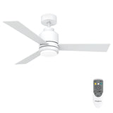 48 Inch Ceiling Fans with Lights Remote Control, Matte White Ceiling Fan with DC Motor, Modern Ceiling Fan with 6 Speeds,3 Reversible Blades, Dimmable And Timer for Living Room Dining Room Bedroom POLYECO