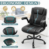 Leather Office Chair, PU Home Computer Desk Chairs with Ergonomic Back Support, 360°Swivel Free, Small Gaming Chair with Wheels and Adjustable Armrests, for Short People Use Brick Attic