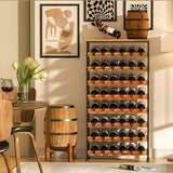 48 Bottles Floor Wine Rack with Wood Top, Freestanding Wine Bottle Organizer Shelf, Wobble-Free 8 Tier Wine Display Storage Stand for Kitchen Pantry, 25.2''L x 10.7''W x 47.2''H Sonyabecca
