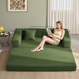 YINIX Foldable Sofa Bed, 78'' Folding Floor Couch, Compressed Convertable Sleeper Sofa, Memory Foam Couch with Pillow Back Support Armrest, 4-in-1 Futon Sofa Bed for Living Room, Green YINIX