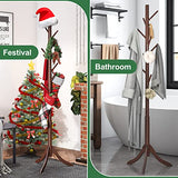 kiplant Bamboo Wood Coat Rack Stand, Freestanding Coat Tree with 8 Hooks, Hallway Entryway Hat Hanger Organizer Standing for Bedroom, Office, Clothes, Jackets, Bags, Umbrallas kiplant