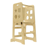 bedmoimo Kids Kitchen Step Stool for Kids with Safety Rail,Solid Wood Construction Toddler Learning Stool Tower, Montessori Toddlers Kitchen Stool, Natural bedmoimo