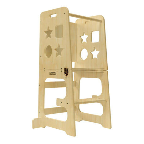 bedmoimo Kids Kitchen Step Stool for Kids with Safety Rail,Solid Wood Construction Toddler Learning Stool Tower, Montessori Toddlers Kitchen Stool, Natural bedmoimo