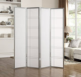 Roundhill Furniture Seto 4-Panel Room Divider Screen, Silver Roundhill Furniture