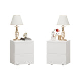 FUNISIR Nightstand with 2 Drawers, Modern Bedroom End Table with No Handle, Wooden Bedside Storage Cabinet, White FUNISIR
