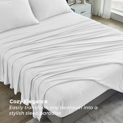 Pure Bedding Bed Sheets - King Sheet Set [6-Piece, Heather White] - Hotel Luxury 1800 Brushed Microfiber - Soft and Breathable - Deep Pocket Fitted Sheet, Flat Sheet, Pillow Cases Pure Bedding
