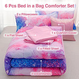 A Nice Night Galaxy Bedding Sets Outer Space Comforter 3D Printed Space Quilt Set Twin 6Pcs Glitter Pink,for Children Boy Girl Teen Kids A Nice Night