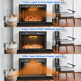 Velaychimney Electric Fireplace Insert, 36 Inches Recessed Fireplace Heater with Adjustable Flame and Top Light Colors, Fire Crackling Sound, Remote Control, Timer, 750W/1500W, Black Velaychimney