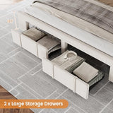 Garvee King Size Bed Frame, Upholstered Platform Bed Frame with Storage Drawers, Mattress Foundation with Solid Wooden Slats Support, No Box Spring Needed, Beige Garvee
