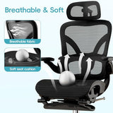 Alllion Ergonomic Mesh Office Chair, Home Desk Chair Comfy High Back with Adjustable Lumbar Support, 3D Headrest, Flip-up Arms, Big and Tall Reclining Computer Gaming Chairs for Men Women, Black Alllion