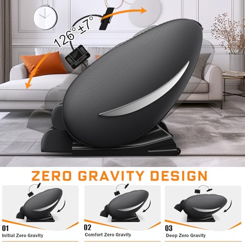 Full Body Massage Chair Recliner with Zero Gravity,Heat Therapy & Air Compression for Back, Neck, Legs, Shoulder, Arms, Calves, Bluetooth, Adjustable, for Home/Office Use, Ideal Wellness Gift, Black GDFStudio