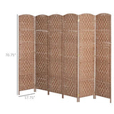 HOMCOM Room Divider, 6 Panel Folding Privacy Screen, 6FT Tall Portable Wicker Weave Partition Wall Divider for Bedroom, Home Office, Natural HOMCOM