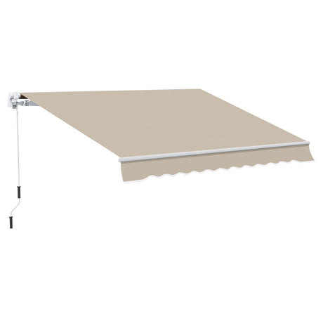 Outsunny 13' x 8' Retractable Awning, Patio Awnings, Sunshade Shelter w/Manual Crank Handle, UV & Water-Resistant Fabric and Aluminum Frame for Deck, Balcony, Yard, Beige Outsunny