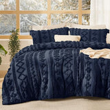 Bedsure Tufted Boho Comforter Set King Size - Navy Boho Bed Set, GentleSoft™ 3 Pieces Farmhouse Shabby Chic Embroidery Bedding, Gifts for Woman, Soft Jacquard King Comforter for All Seasons Bedsure