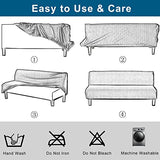 WOMACO Printed Futon Cover Stretch Sofa Bed Slipcovers Full Twin Queen Size Armless Couch Loveseat Protector Covers with Elastic Bottom for Living Room Bedroom Furniture (Rain Leaves, 63"-75") WOMACO