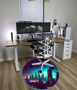 DEALZOOM Gaming Chair Mat LED RGB Gaming Lights (Skyline 47”) - Noise Cancelling, Anti-Slip Gamer Floor Mat – Scratch Resistant Computer Gaming Mat for Chair – Office Chair Mat for Hardwood Floor DEALZOOM