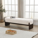 Christopher Knight Home Arden Minimalist Style Rectangular Loop Yarn Fabric Ottoman Bench, Rubberwood Frame, Entryway Bench, Living Room Sofa Extra Seat, End of Bed Footstool, Beige+Brown Christopher Knight Home