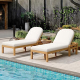 KLMM Outdoor Chaise Lounge Set of 2,Acacia Wood Patio Recliner with Arched Backrest, 5-Position Adjustable Backrest,for Poolside, Backyard, Deck & Lawn (Light Teak-lc)
